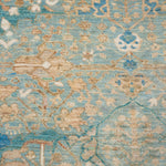 Chobbi Rug in pale turquoise and sand — pattern, texture or angled view
