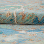 Chobbi Rug in pale turquoise and sand — pattern, texture or angled view