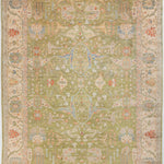 Chobbi Rug in olive green and cream — full rug view