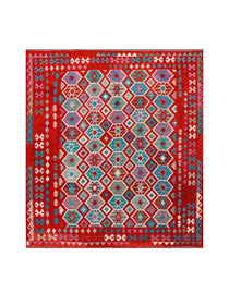 Diamond Lattice on Red | 8'5" × 9'6" (257 × 289 cm)