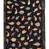 Suzani Kilim Rug — Colourful Fish on Black | 6'7" × 9'10"