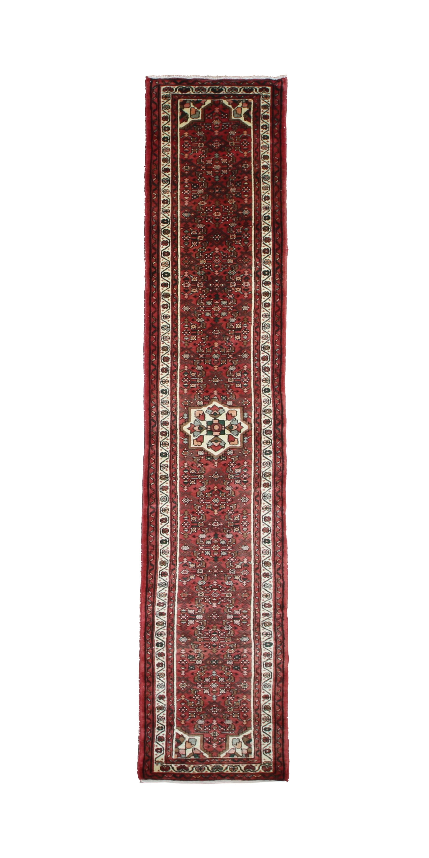 Vintage Hosseinabad Wool Runner, full rug view. Original catalog photograph; SKU EE 1.0067.