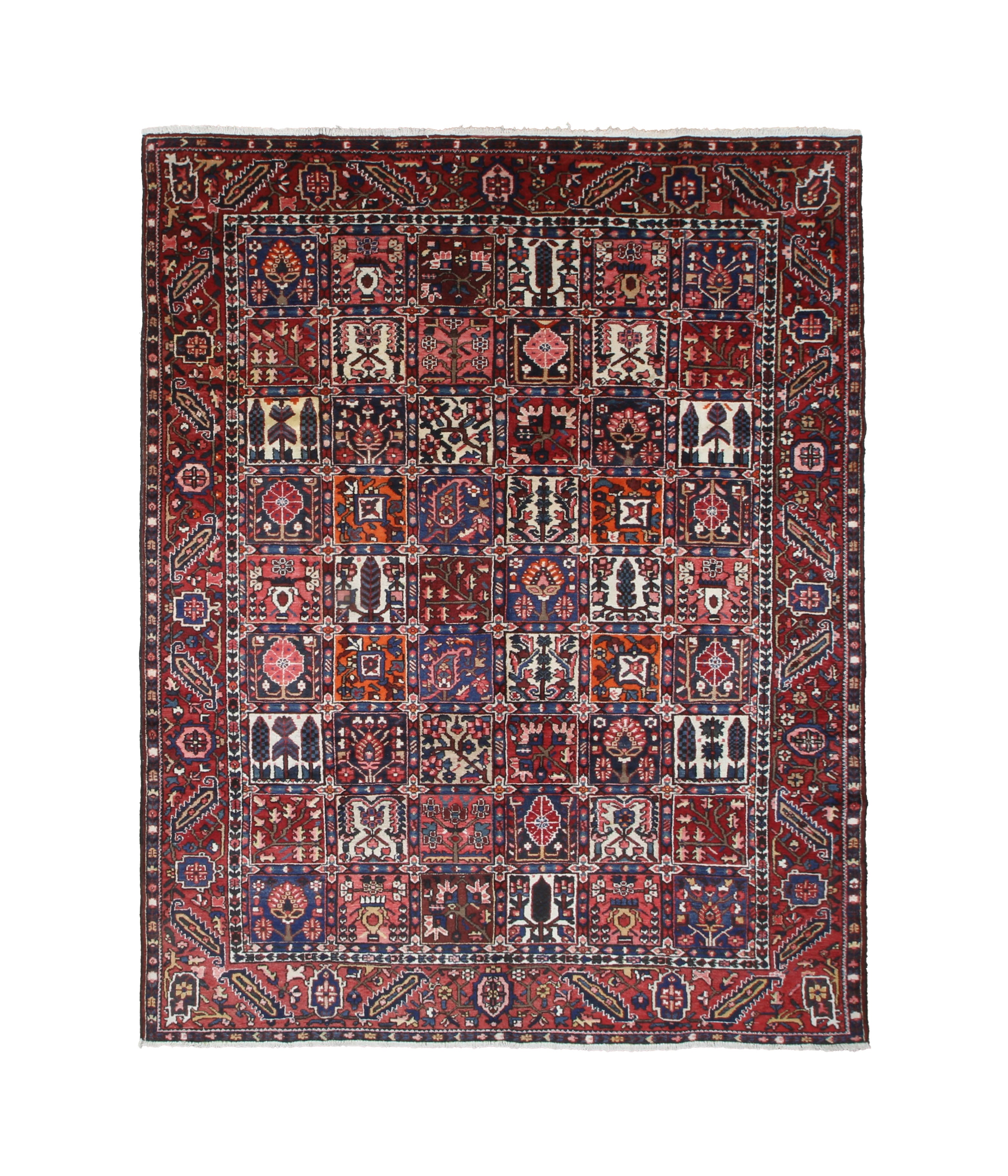 Vintage Shalamzar Bakhtiari Wool Rug, full rug view. Original catalog photograph; SKU EE 1.1551.