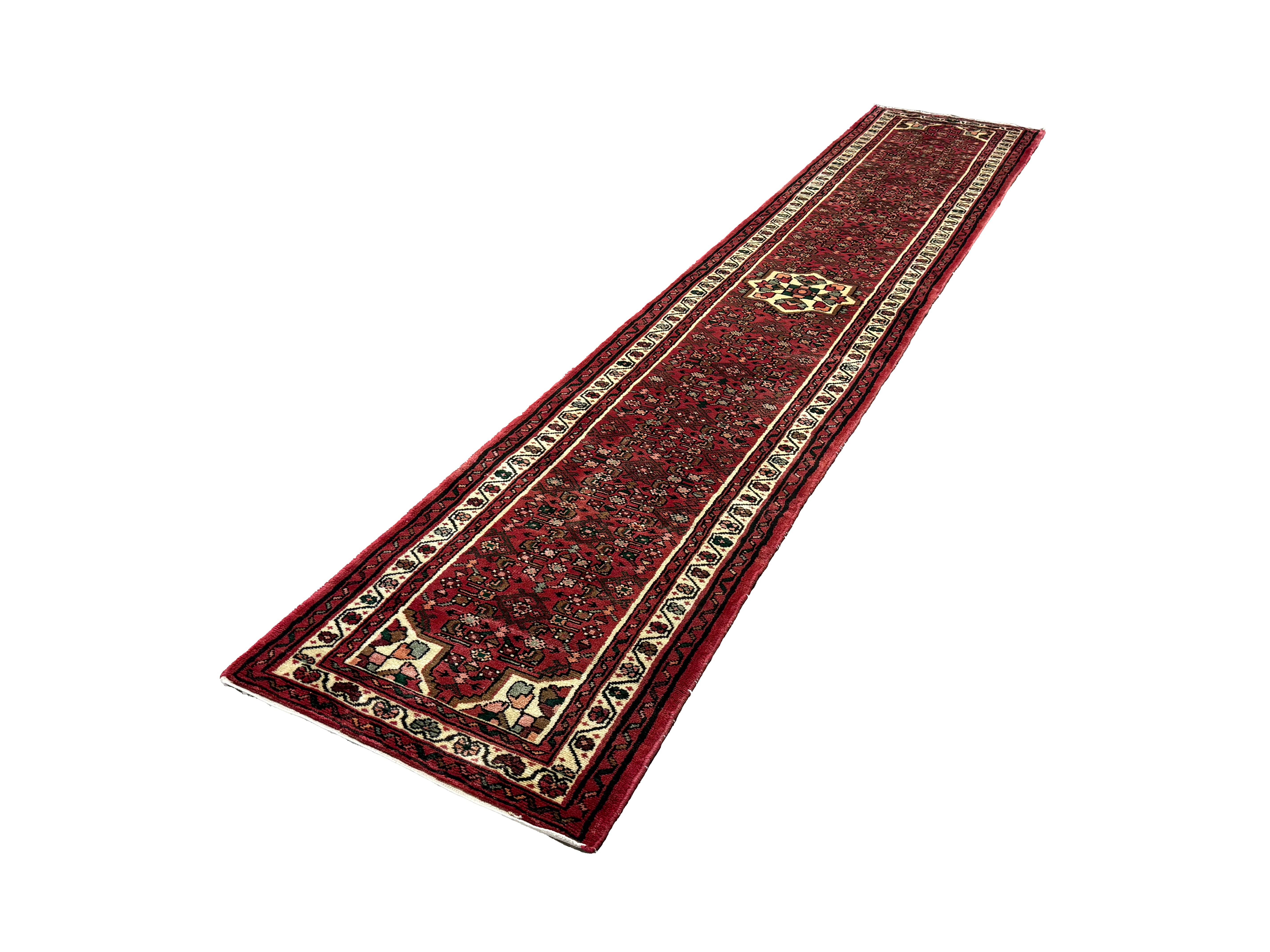 Vintage Hosseinabad Wool Runner | 2'5" × 12'6". Edited documentary rug photograph; SKU EE 1.0067; source undefined.