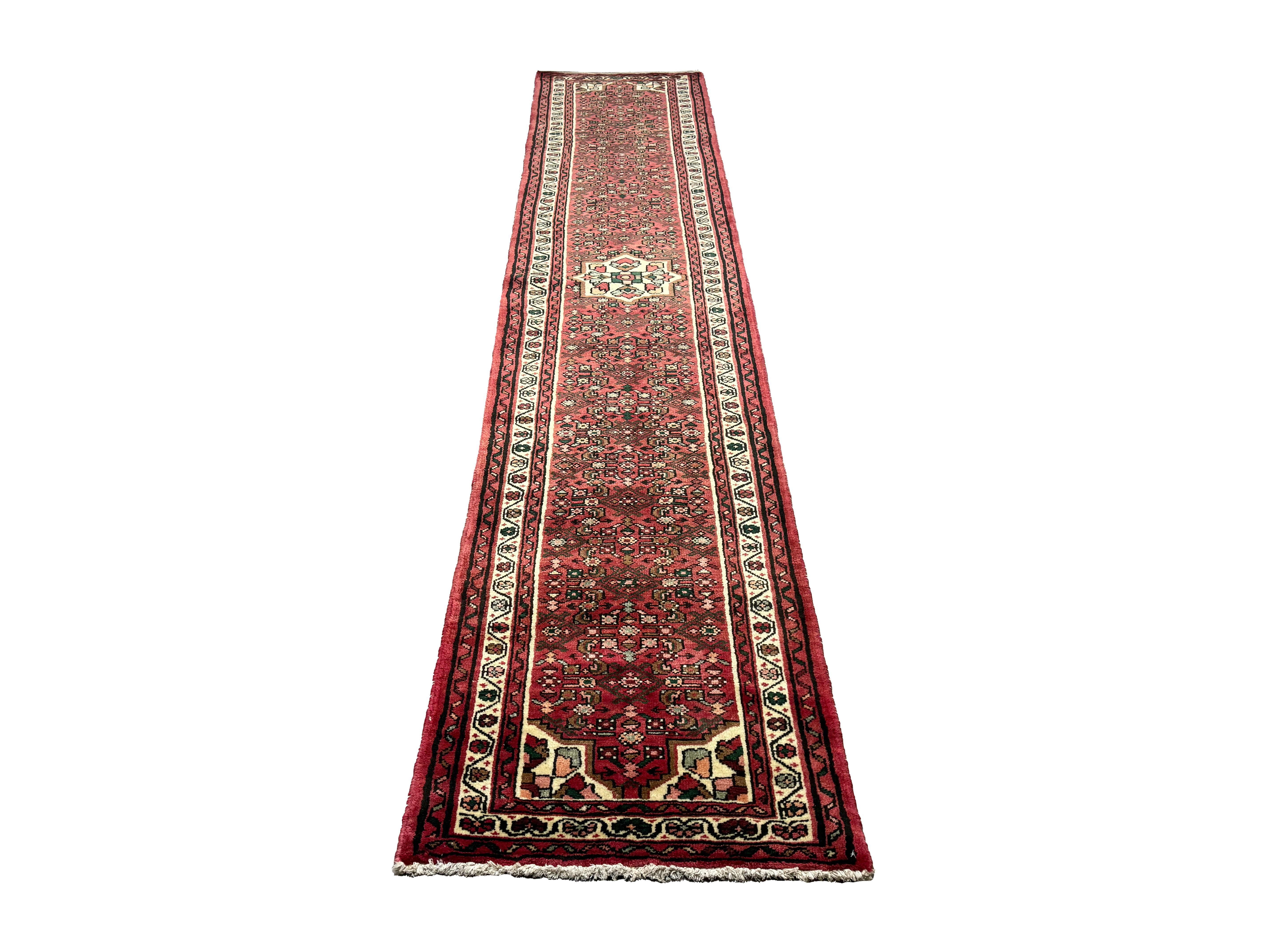 Vintage Hosseinabad Wool Runner | 2'5" × 12'6". Edited documentary rug photograph; SKU EE 1.0067; source undefined.