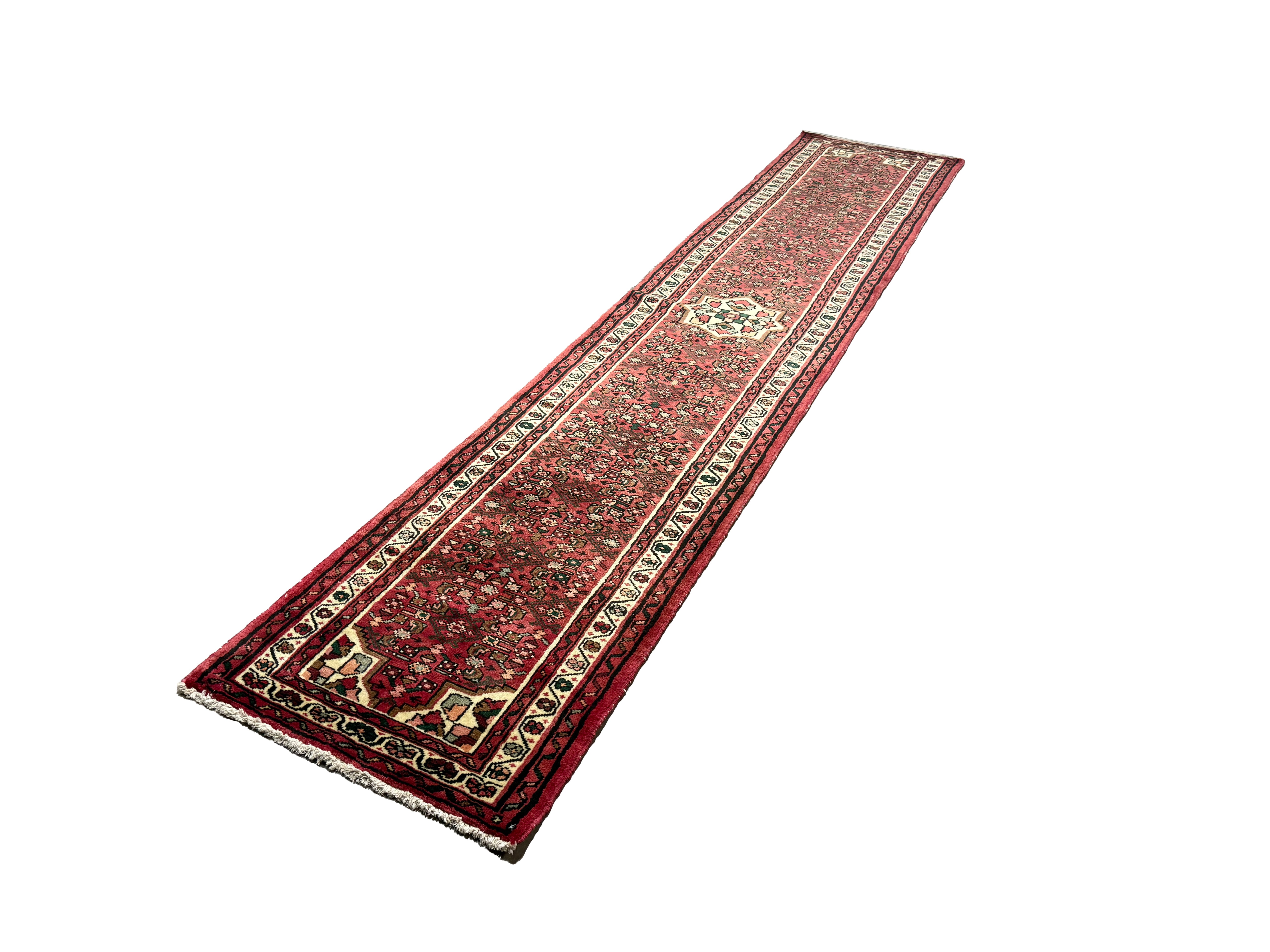Vintage Hosseinabad Wool Runner | 2'5" × 12'6". Edited documentary rug photograph; SKU EE 1.0067; source undefined.