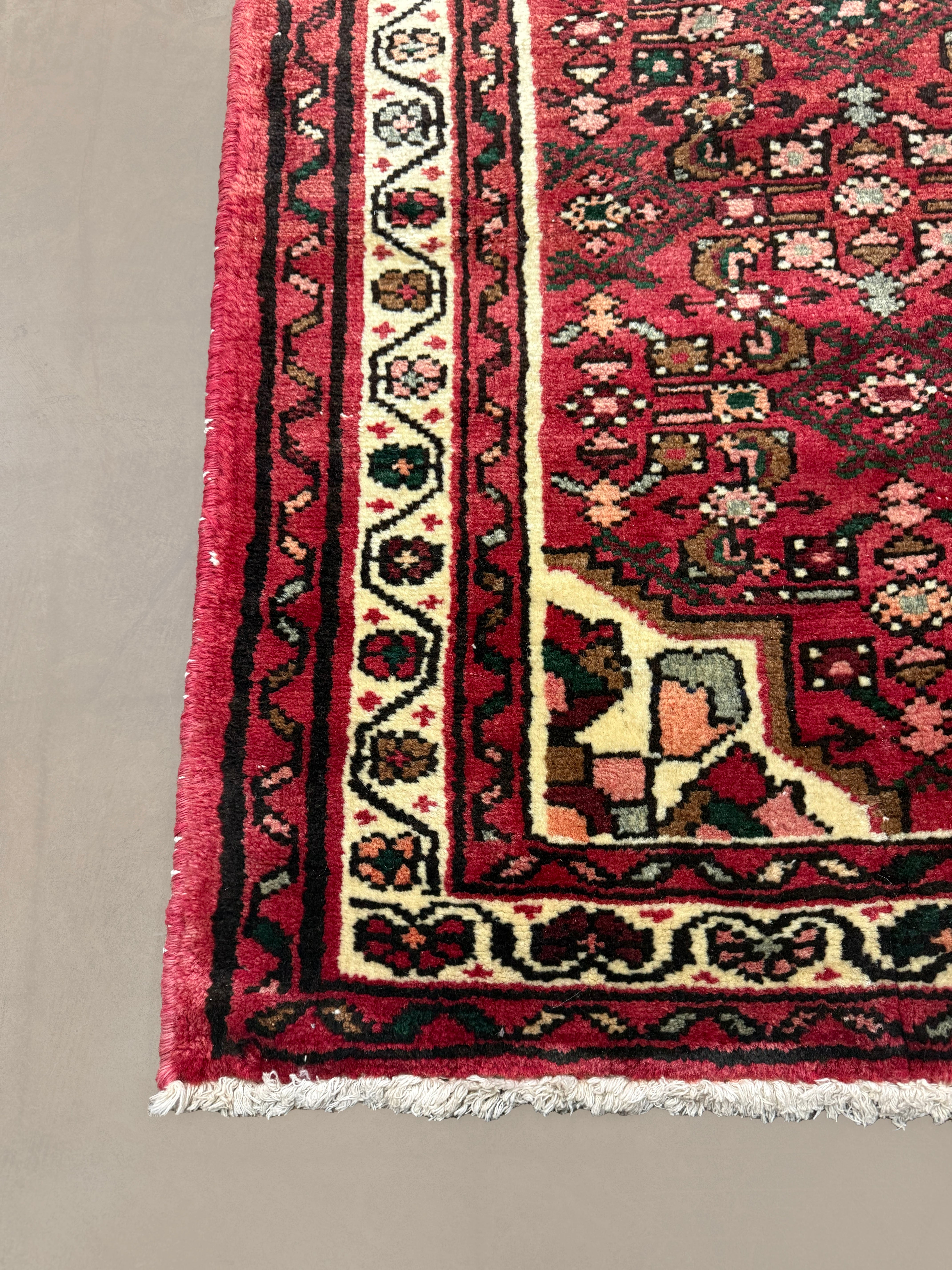 Vintage Hosseinabad Wool Runner | 2'5" × 12'6". Edited documentary rug photograph; SKU EE 1.0067; source undefined.
