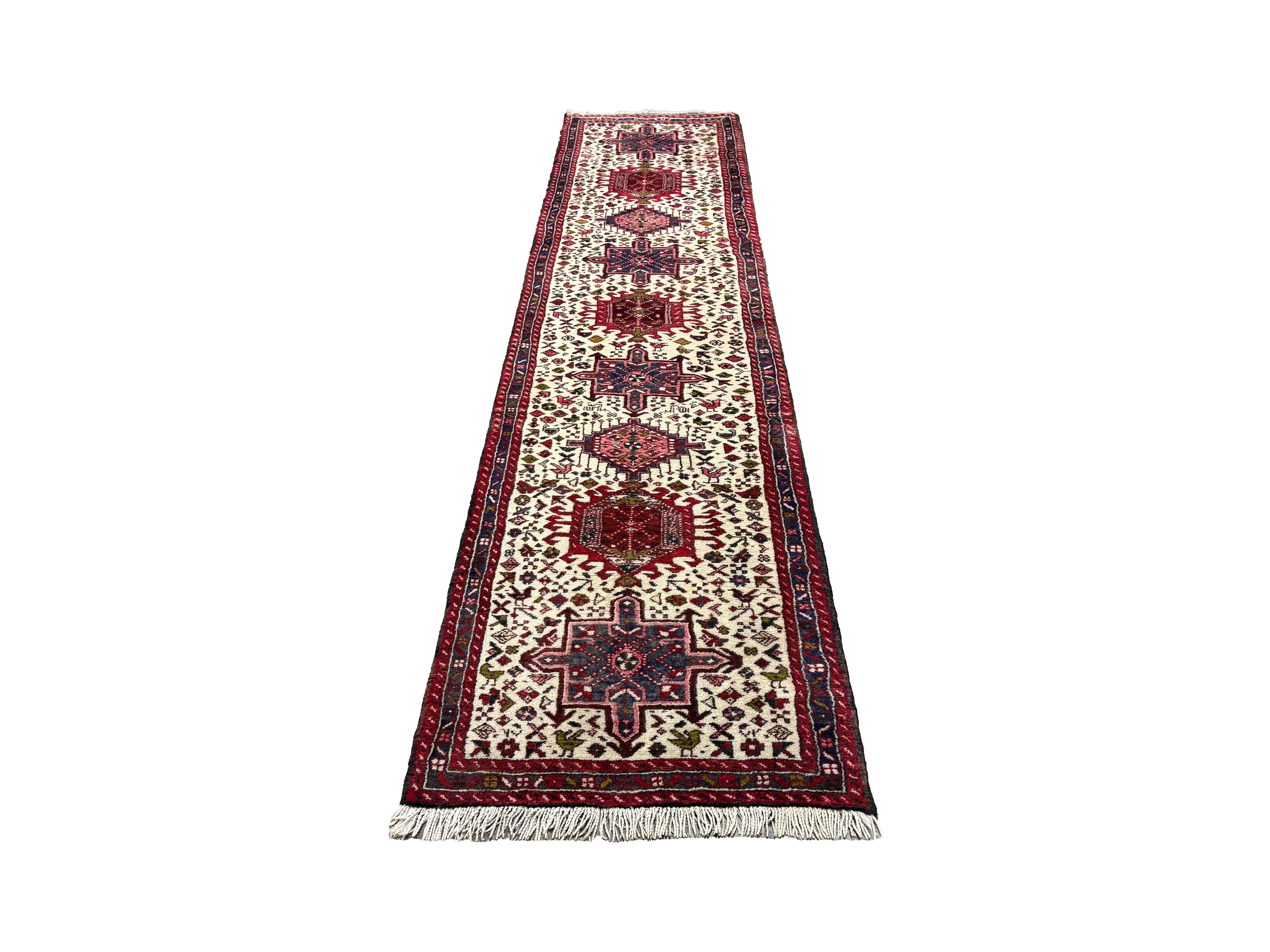 Vintage Aq Bolagh Qarajeh Wool Runner | 2'4" × 9'7". Edited documentary rug photograph; SKU EE 1.0113; source undefined.