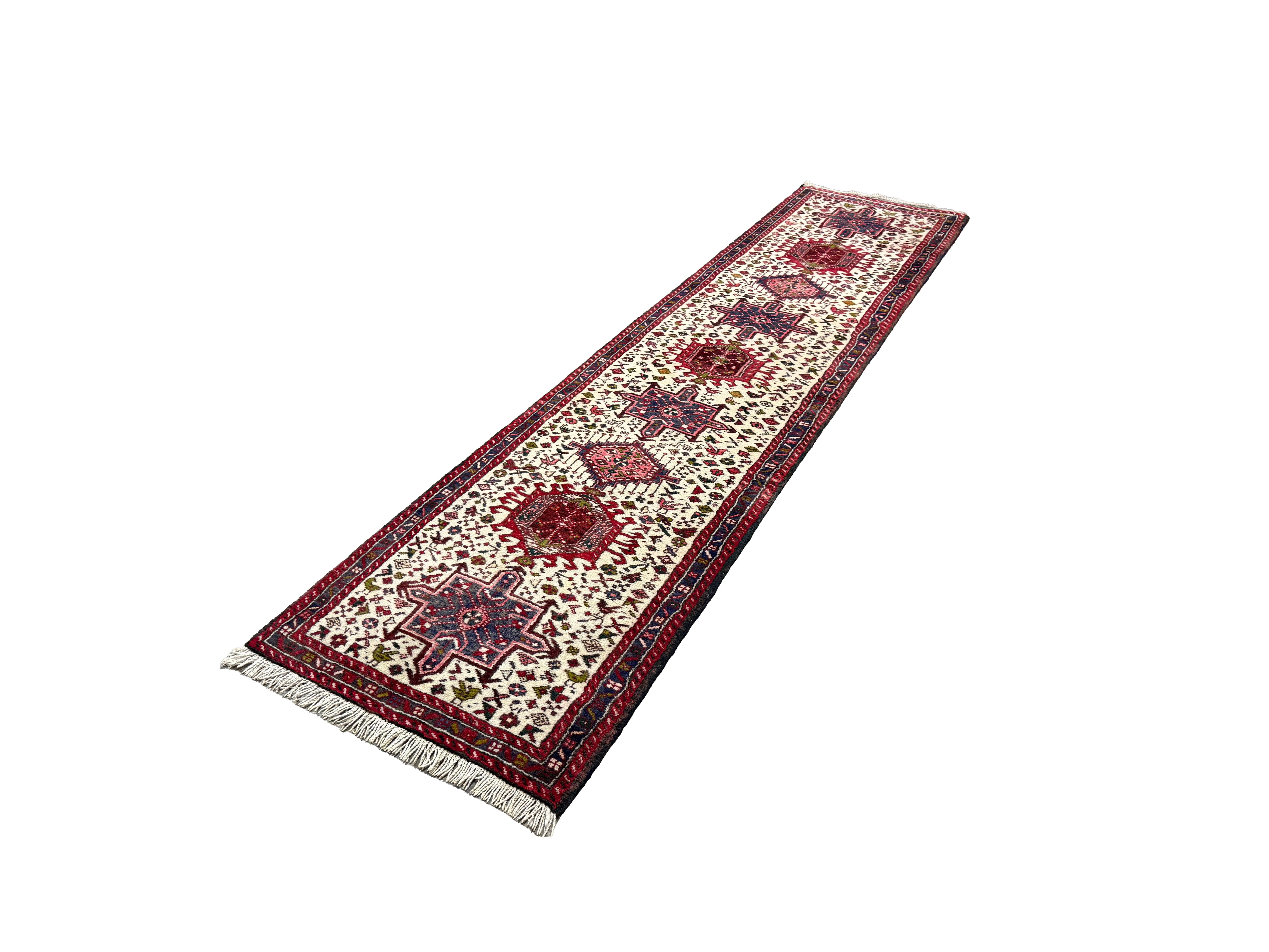 Vintage Aq Bolagh Qarajeh Wool Runner | 2'4" × 9'7". Edited documentary rug photograph; SKU EE 1.0113; source undefined.