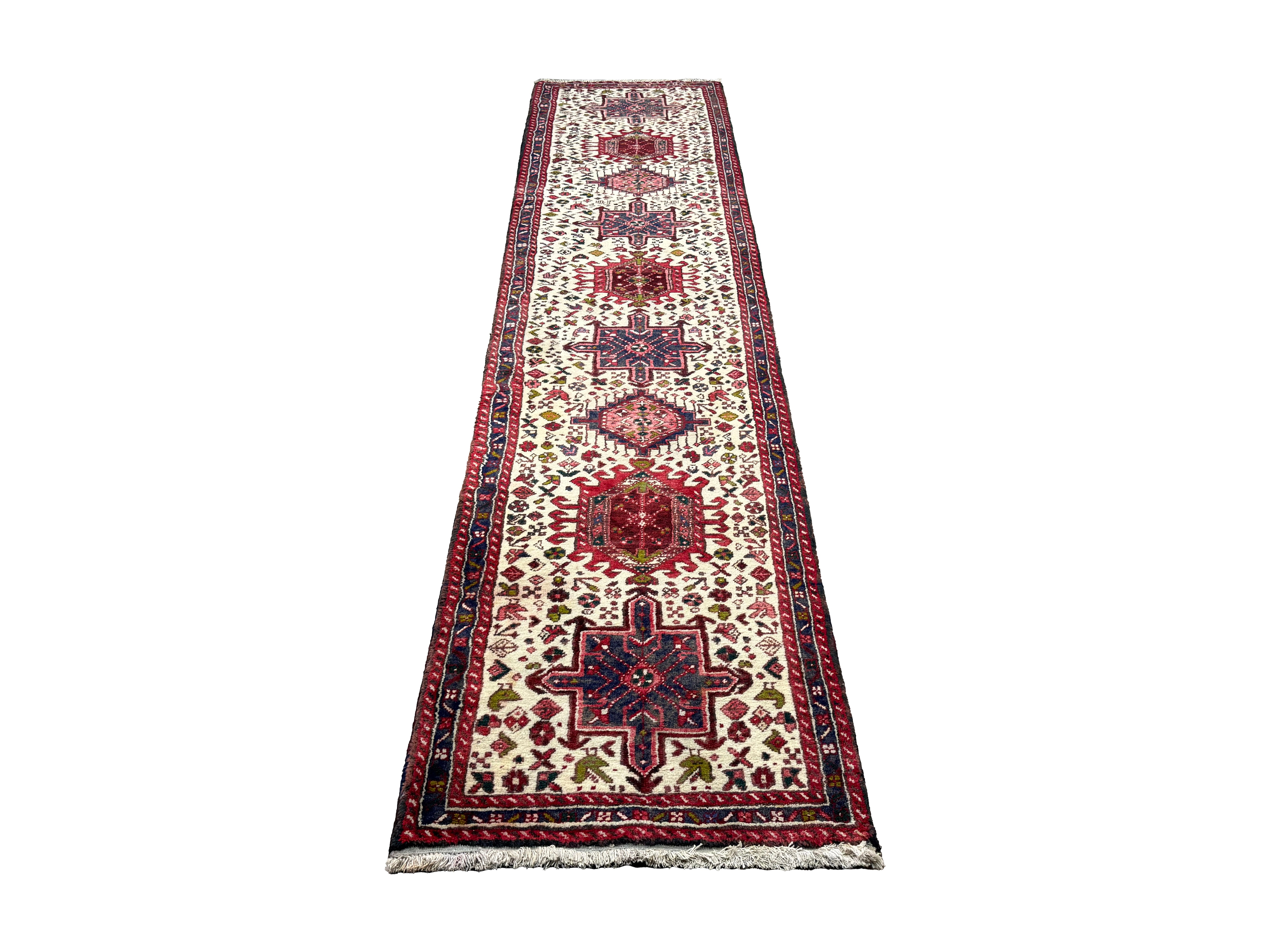 Vintage Aq Bolagh Qarajeh Wool Runner | 2'4" × 9'7". Edited documentary rug photograph; SKU EE 1.0113; source undefined.