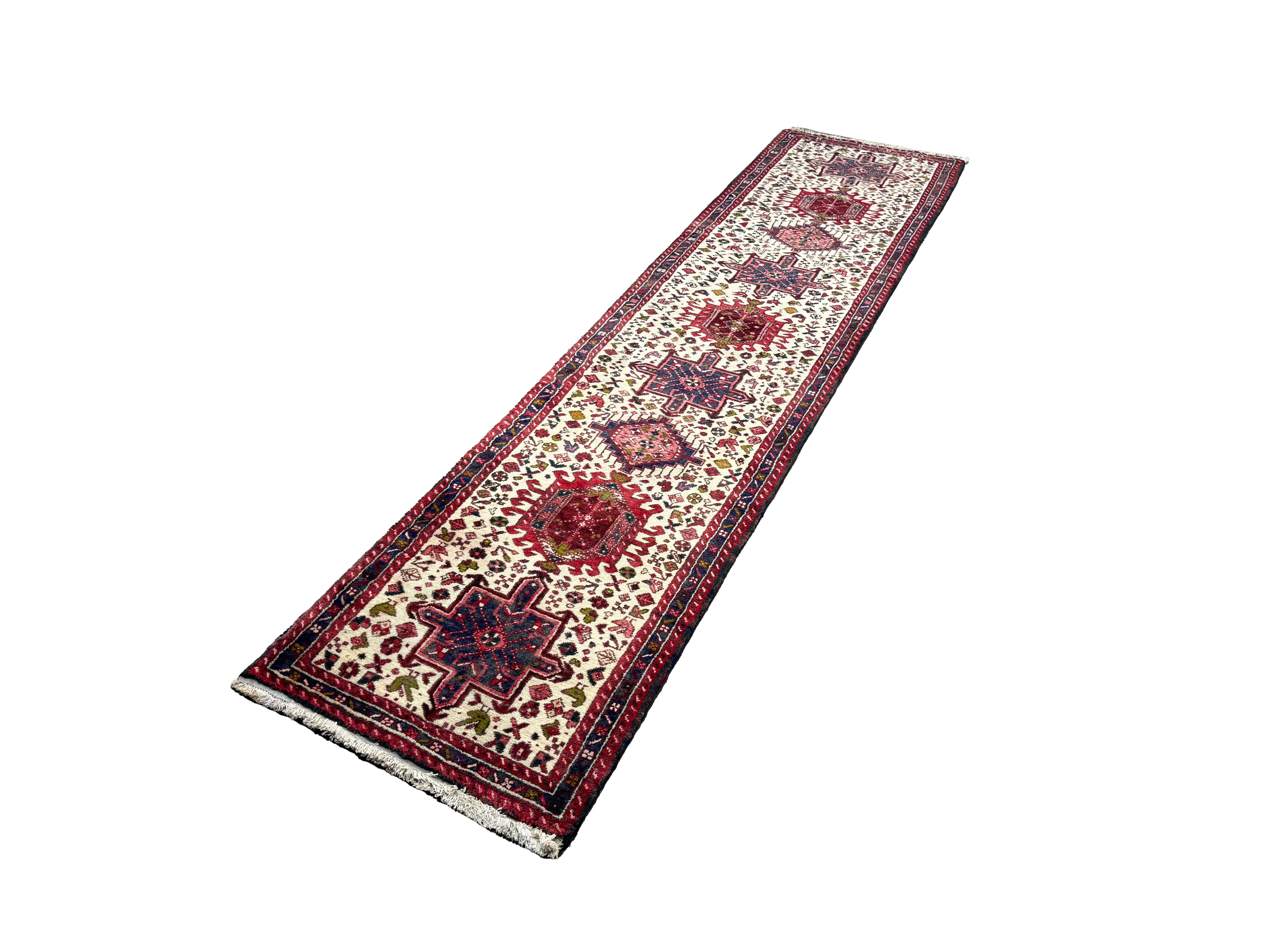 Vintage Aq Bolagh Qarajeh Wool Runner | 2'4" × 9'7". Edited documentary rug photograph; SKU EE 1.0113; source undefined.