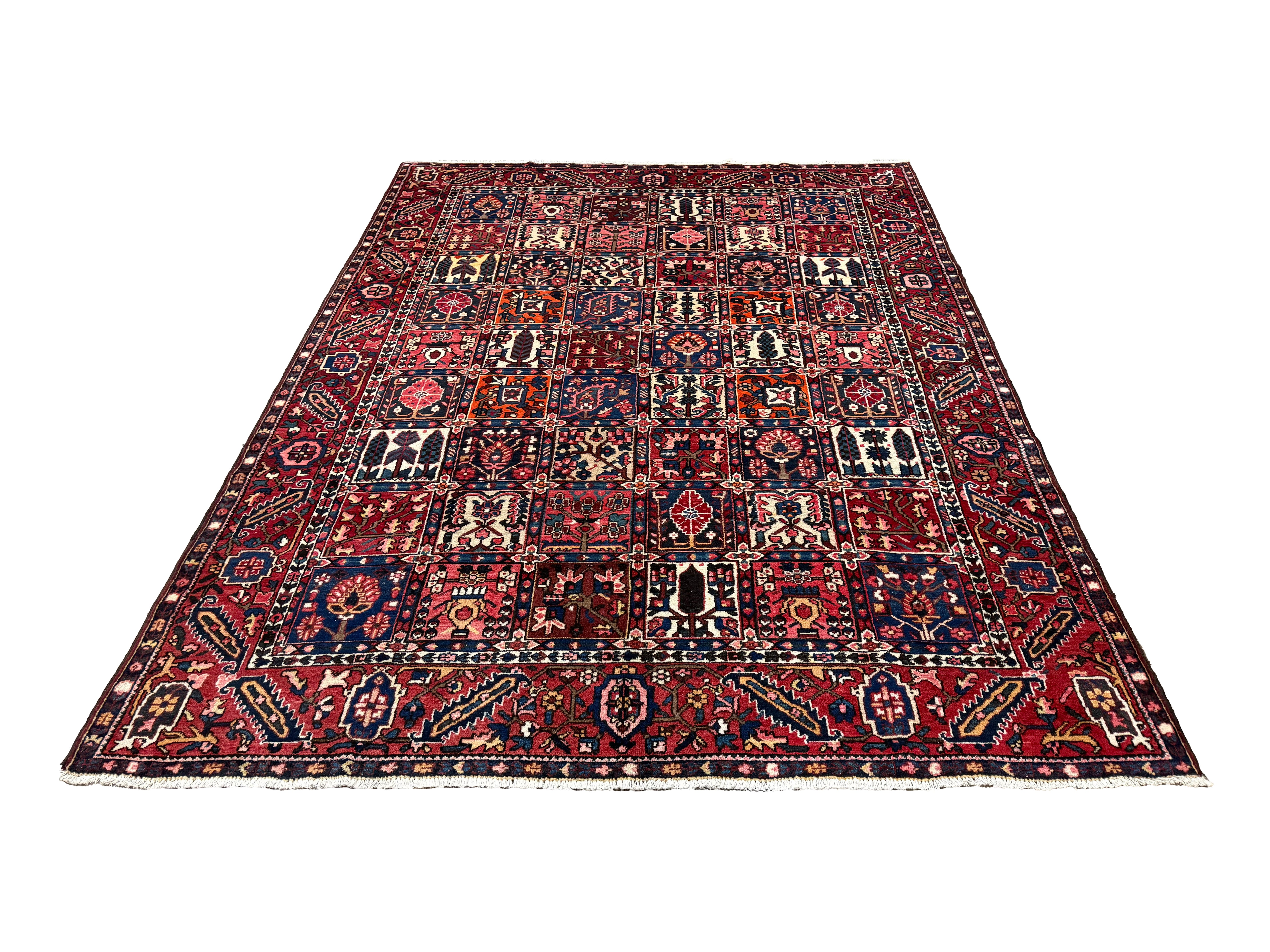 Vintage Shalamzar Bakhtiari Wool Rug. Edited documentary rug photograph; SKU EE 1.1551; source IMG_7323.