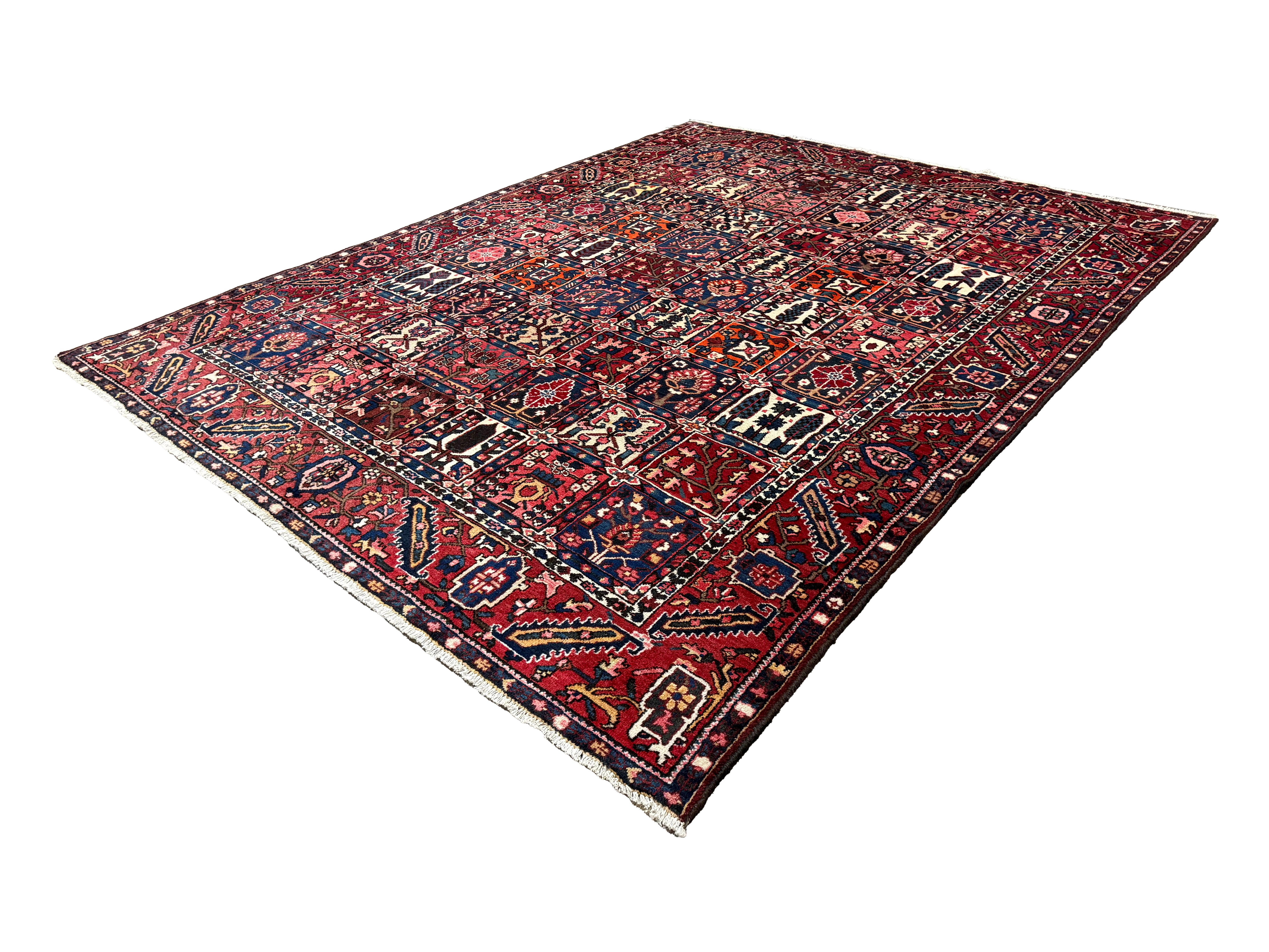 Vintage Shalamzar Bakhtiari Wool Rug. Edited documentary rug photograph; SKU EE 1.1551; source IMG_7324.
