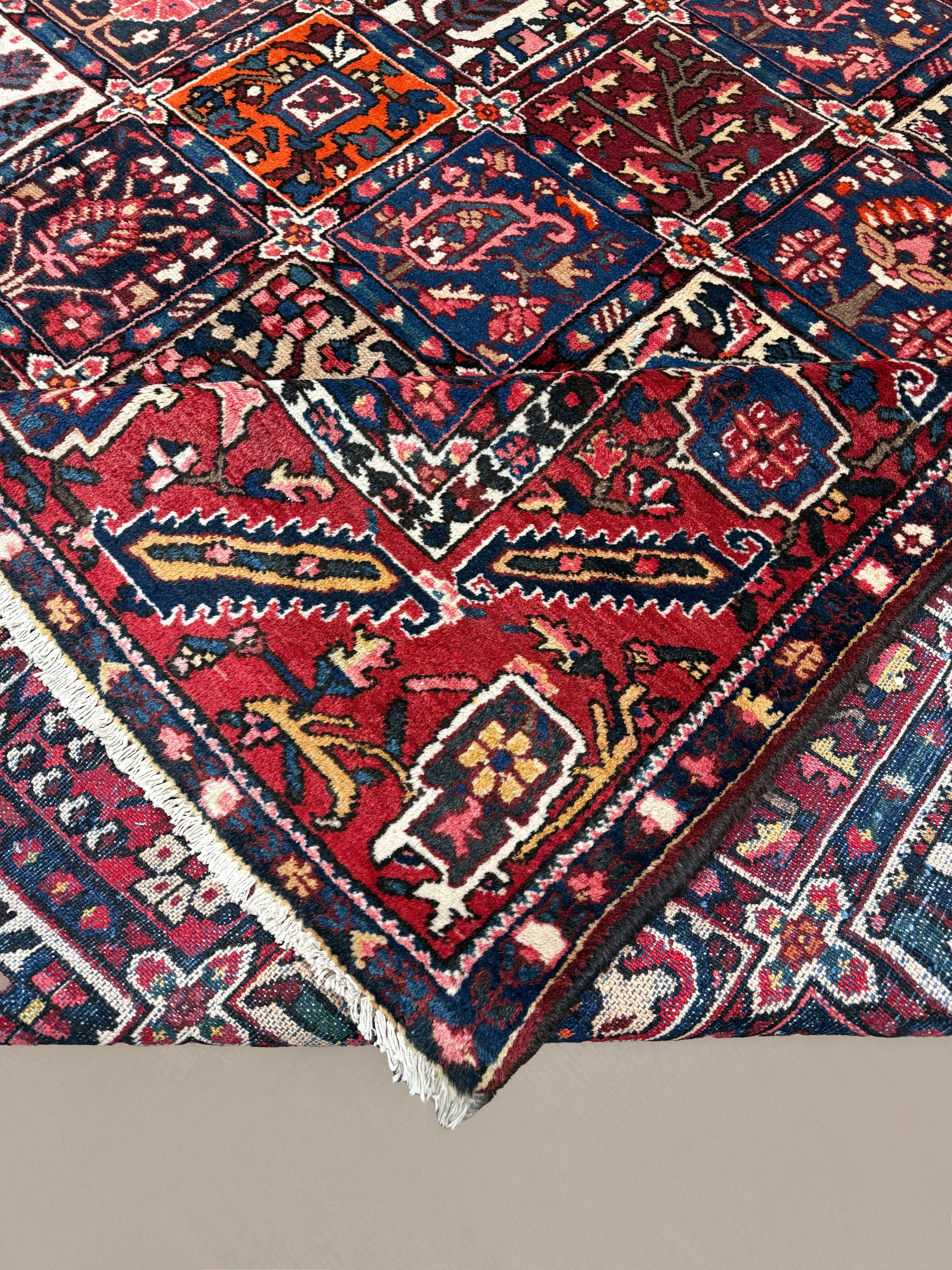 Vintage Shalamzar Bakhtiari Wool Rug. Edited documentary rug photograph; SKU EE 1.1551; source IMG_7327.