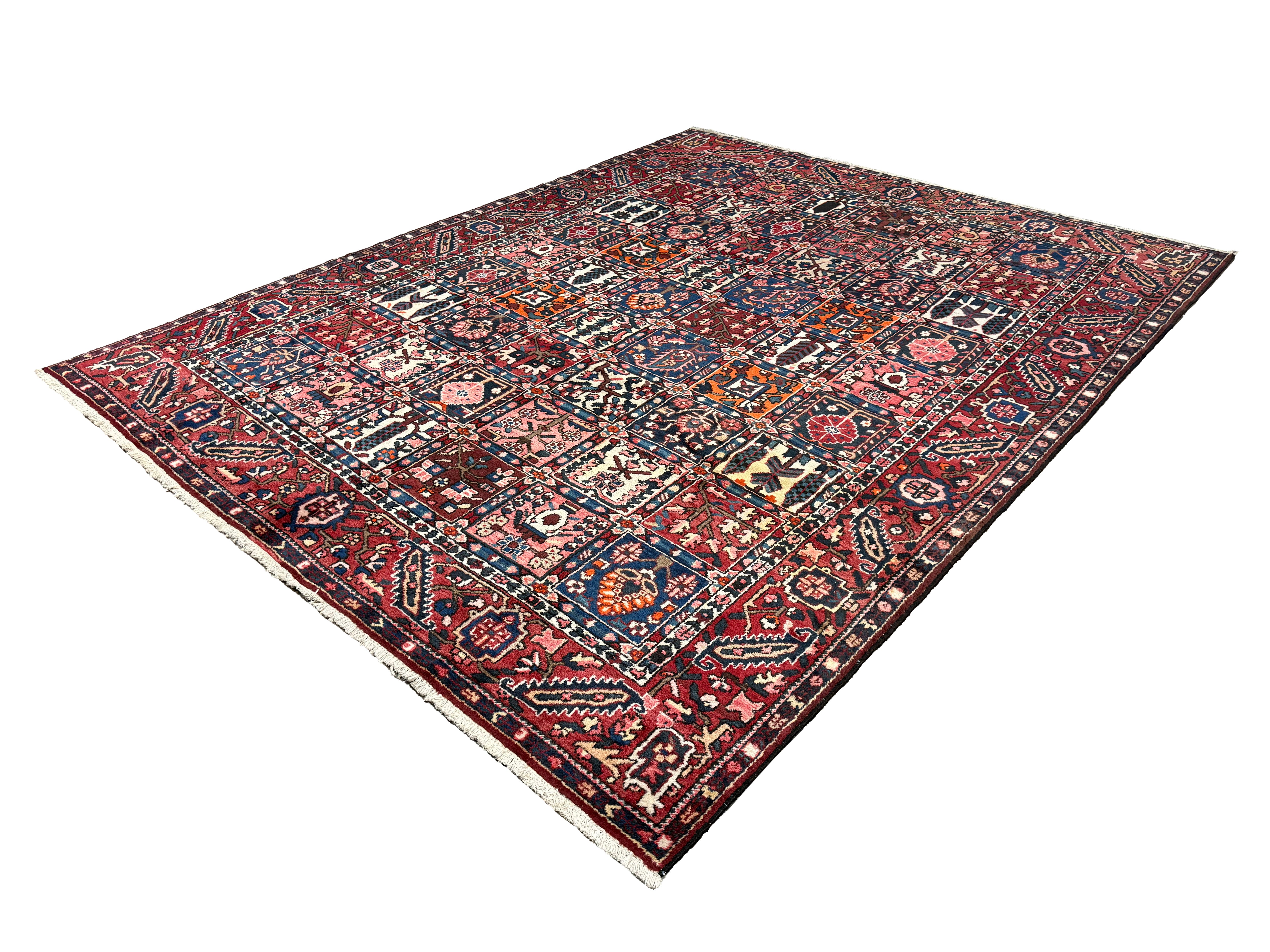 Vintage Shalamzar Bakhtiari Wool Rug. Edited documentary rug photograph; SKU EE 1.1551; source IMG_7334.