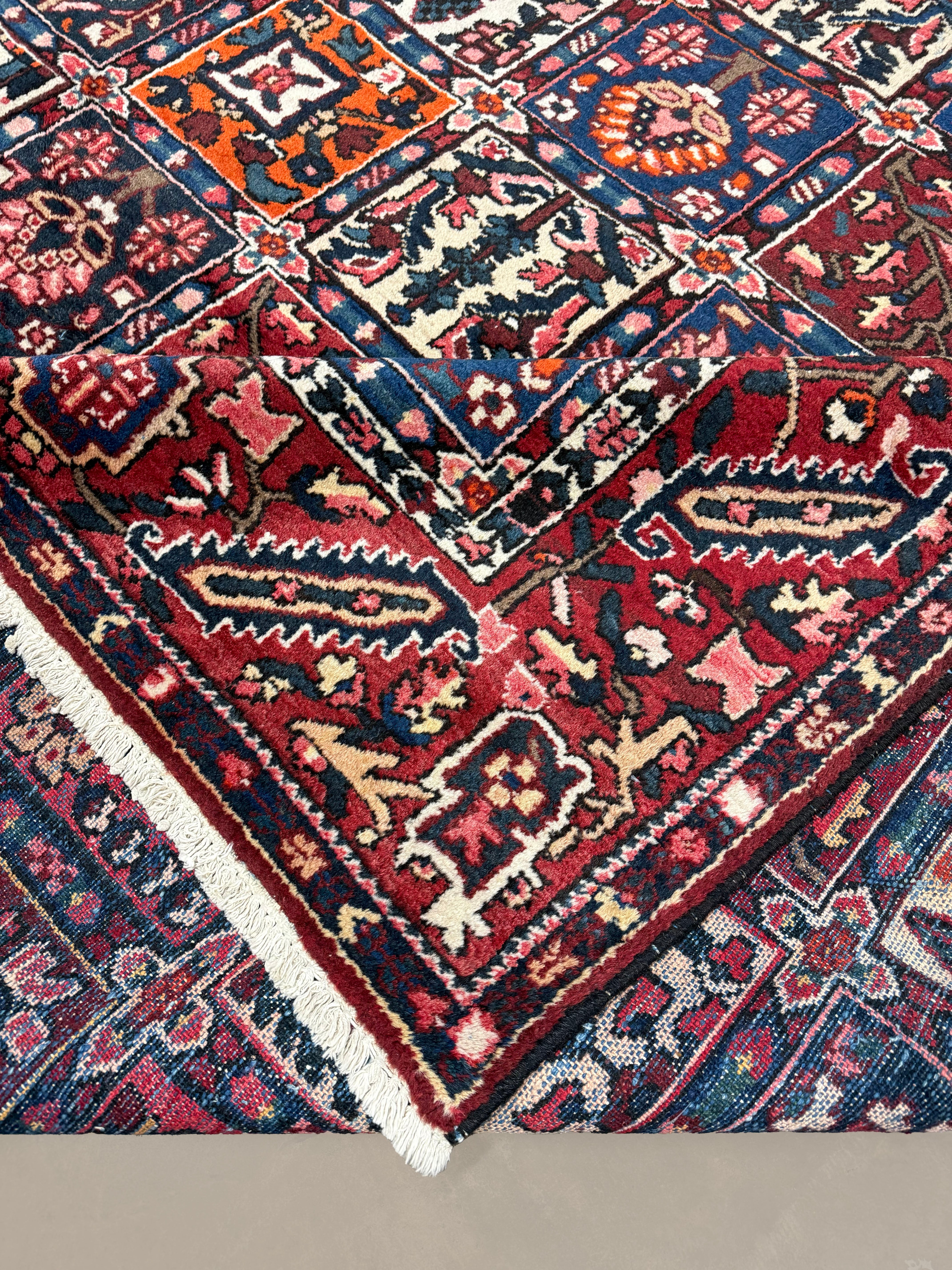 Vintage Shalamzar Bakhtiari Wool Rug. Edited documentary rug photograph; SKU EE 1.1551; source IMG_7337.
