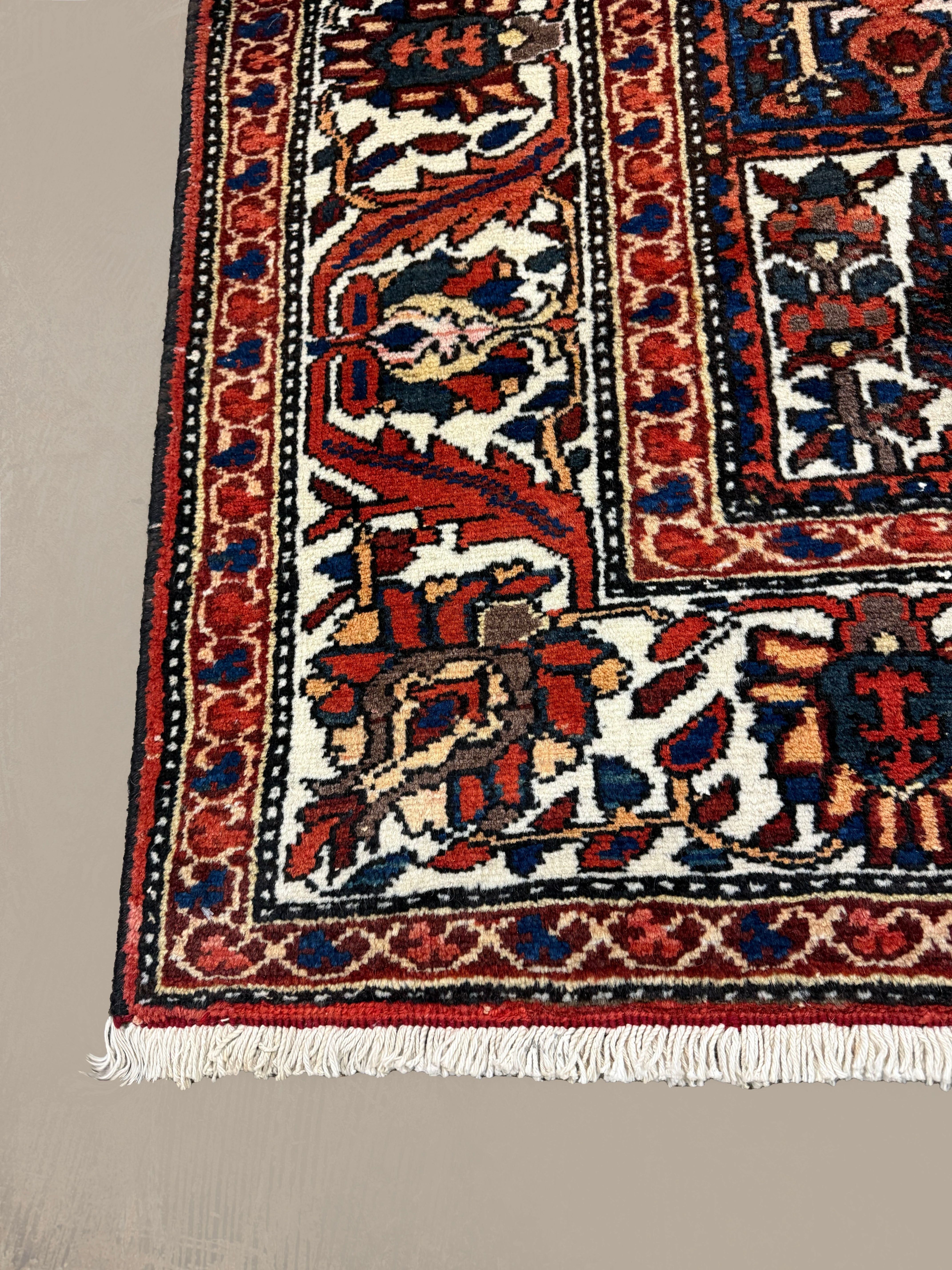 Vintage Shalamzar Bakhtiari Wool Rug. Edited documentary rug photograph; SKU EE 32215; source IMG_7422.