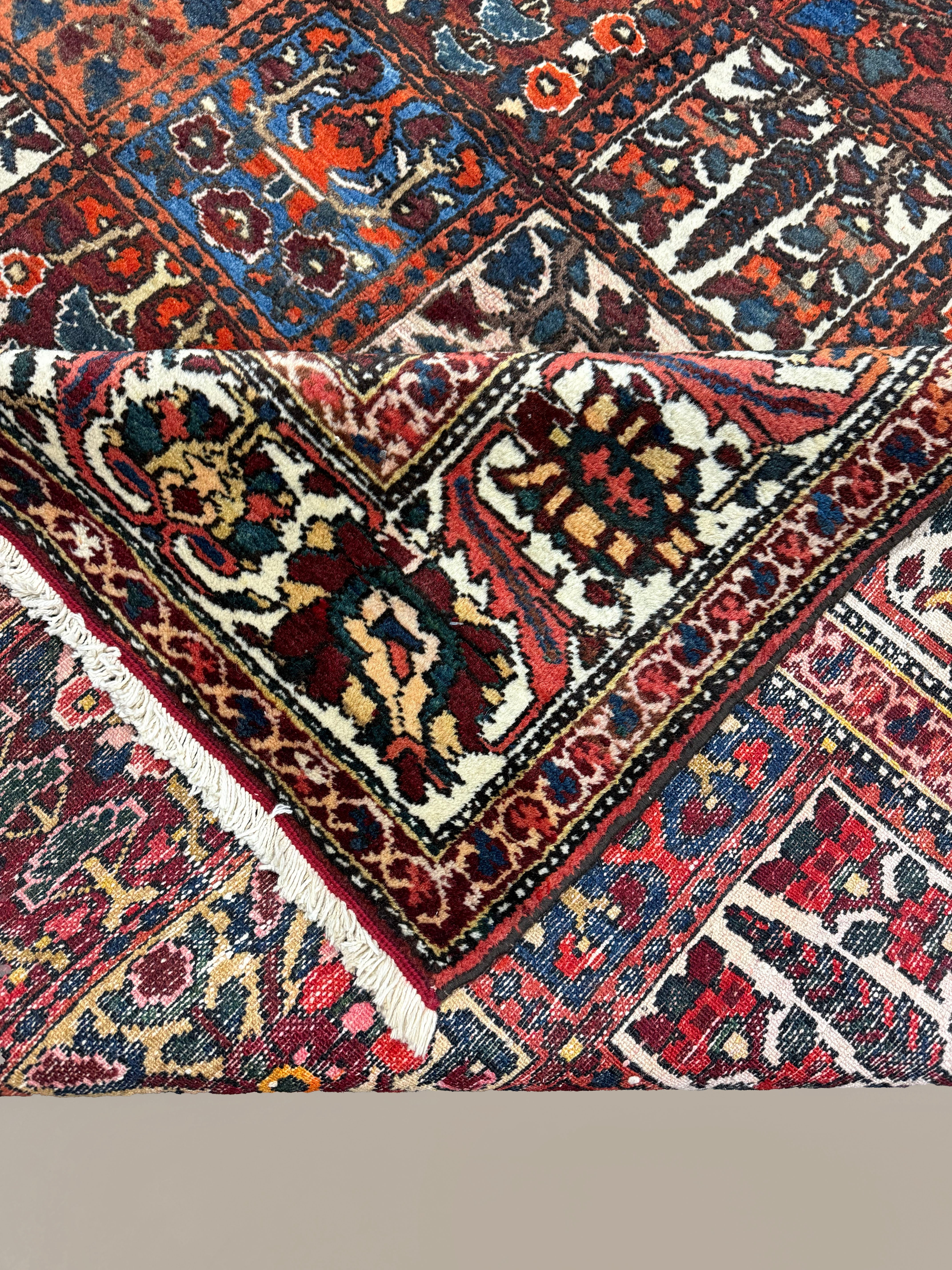 Vintage Shalamzar Bakhtiari Wool Rug. Edited documentary rug photograph; SKU EE 32215; source IMG_7434.