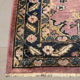 Vintage Sarouk Rug, corner, border and fringe detail, hand-knotted wool pile. SKU EE 1.0236.