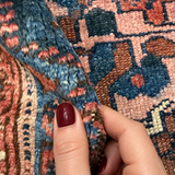 Vintage Varamin Rug — Repeating Florals on Dark Blue. Rug pile and texture detail; SKU ES 50408; source IMG_7691.