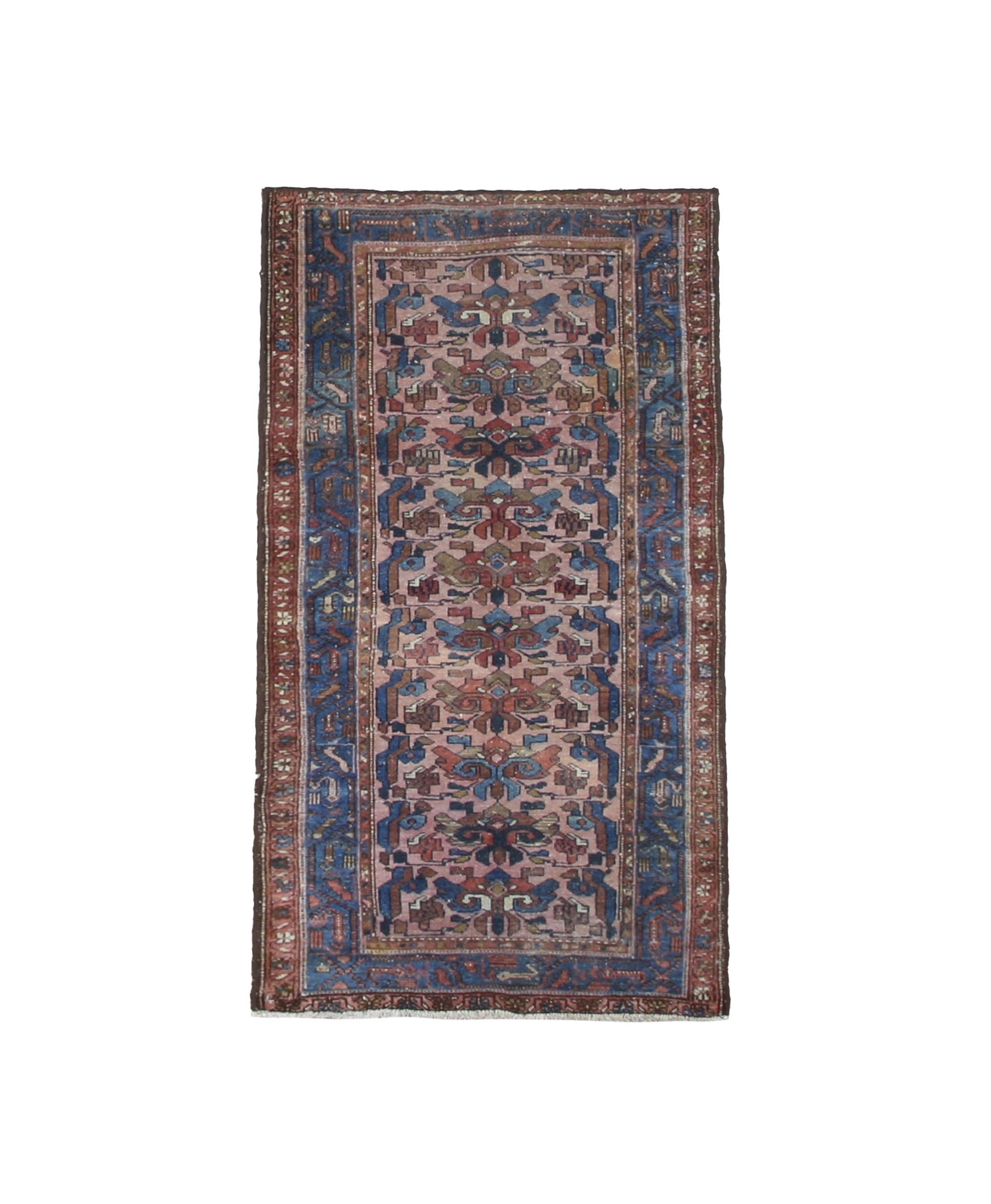Vintage Varamin Rug, top view on white background, hand-knotted wool pile. SKU ES 50408.