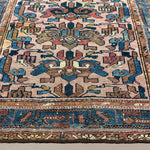 Vintage Varamin Rug, close-up of the patterned field, hand-knotted wool pile. SKU ES 50408.