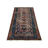 Vintage Varamin Rug, full rug in perspective showing the patterned field and borders, hand-knotted wool pile. SKU ES 50408.