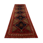 Vintage Qareh Chaman Runner, full rug in perspective showing the patterned field and borders, hand-knotted wool pile. SKU MR-6.
