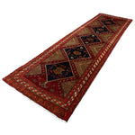 Vintage Qareh Chaman Runner, diagonal perspective view of the complete rug, hand-knotted wool pile. SKU MR-6.