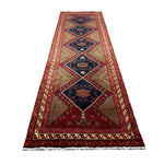 Vintage Qareh Chaman Runner, front perspective view of the complete rug, hand-knotted wool pile. SKU MR-6.