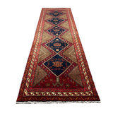 Vintage Qareh Chaman Runner, front perspective view of the complete rug, hand-knotted wool pile. SKU MR-6.