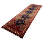 Vintage Qareh Chaman Runner, angled view showing the full field and borders, hand-knotted wool pile. SKU MR-6.