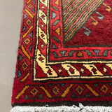 Vintage Qareh Chaman Runner, rug corner and border detail, hand-knotted wool pile. SKU MR-6.