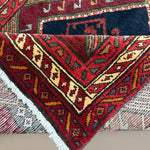 Vintage Qareh Chaman Runner, corner, border and fringe detail, hand-knotted wool pile. SKU MR-6.