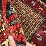 Vintage Qareh Chaman Runner — Angular Medallions on Red. Rug pile and texture detail; SKU MR-6; source IMG_6835.