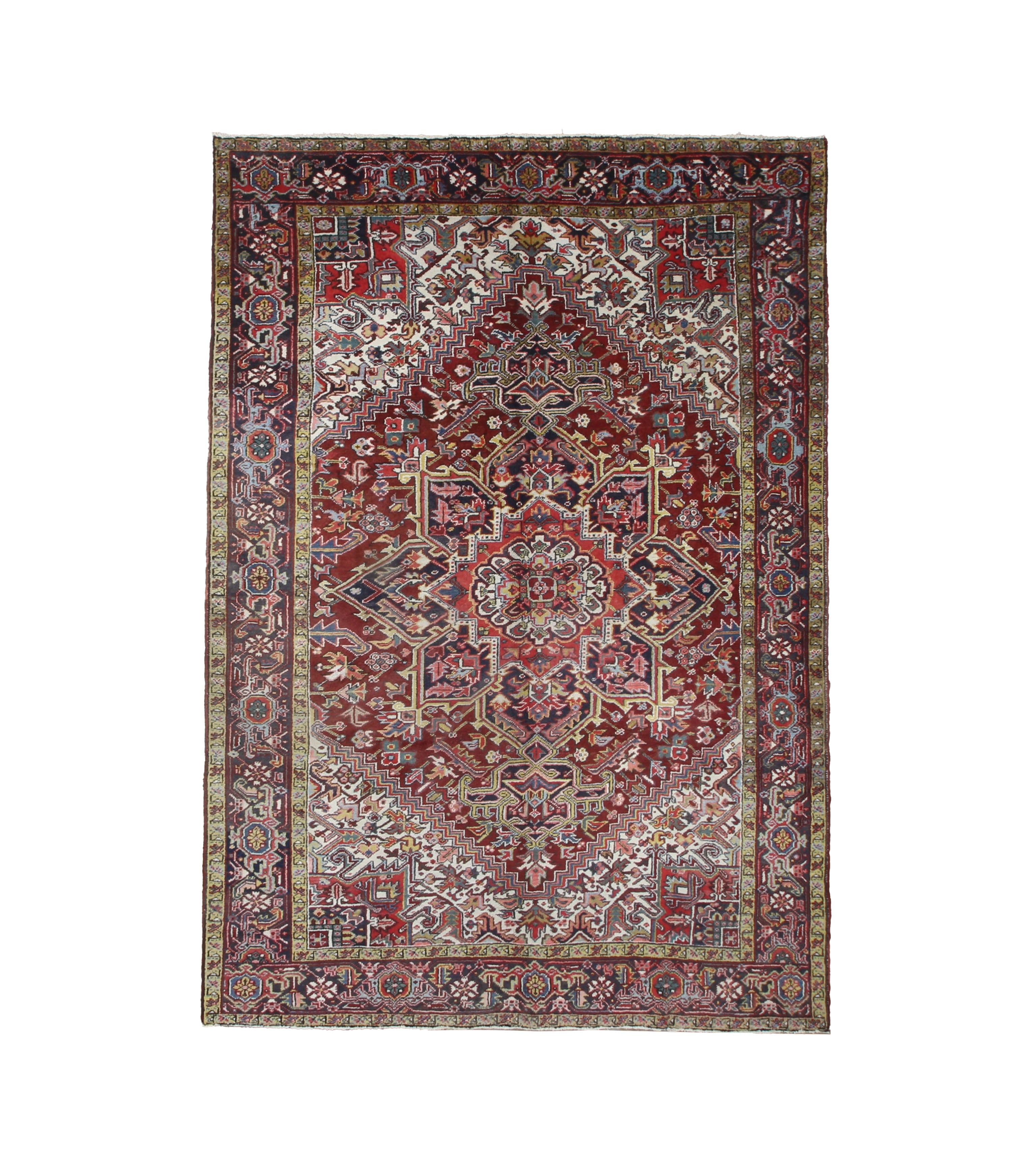Vintage Bakhshayesh Rug, top view on white background, hand-knotted wool pile. SKU NH 142844.