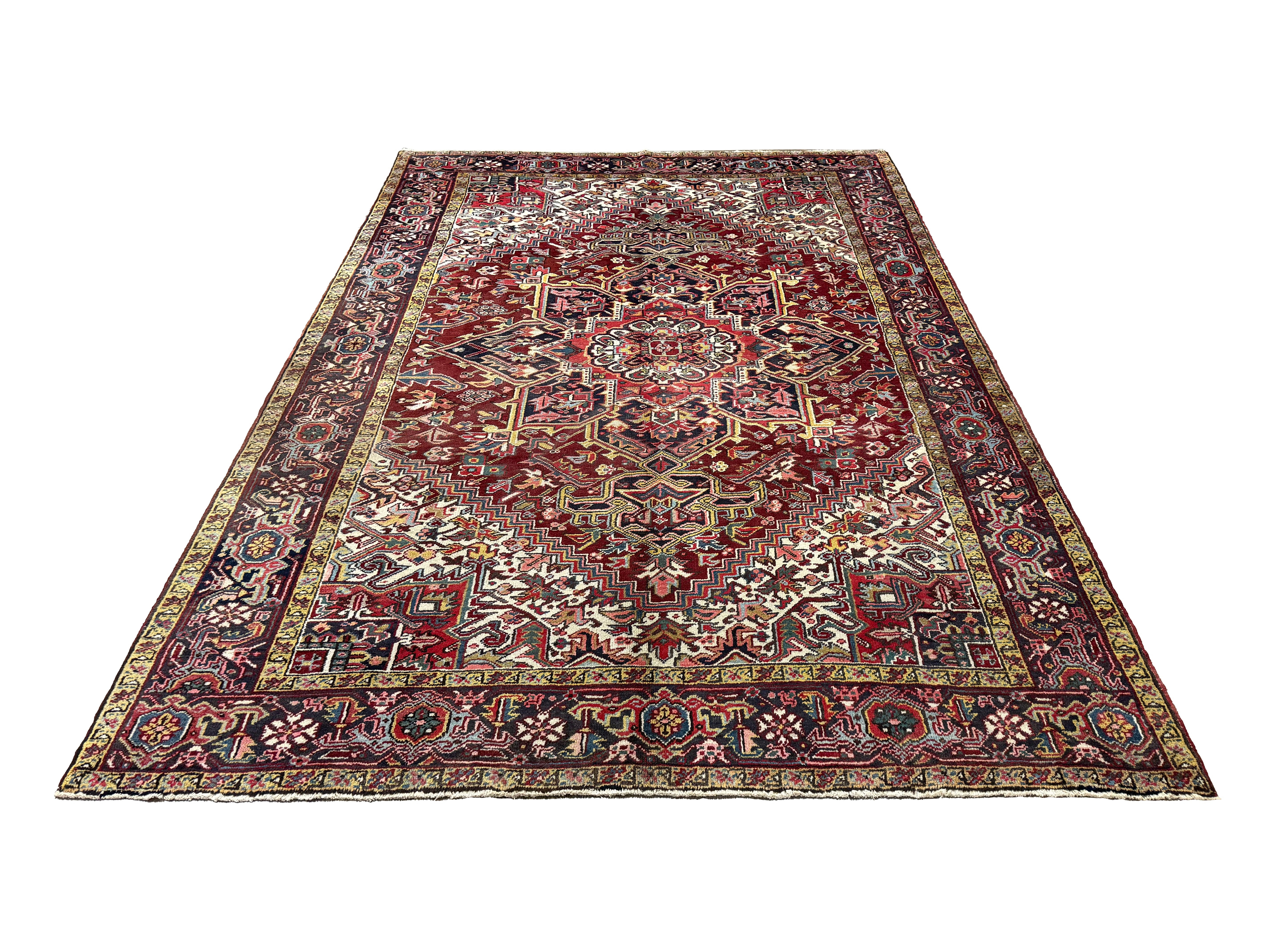 Vintage Bakhshayesh Rug, front perspective view of the complete rug, hand-knotted wool pile. SKU NH 142844.