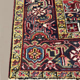 Vintage Bakhshayesh Rug, corner, border and fringe detail, hand-knotted wool pile. SKU NH 142844.