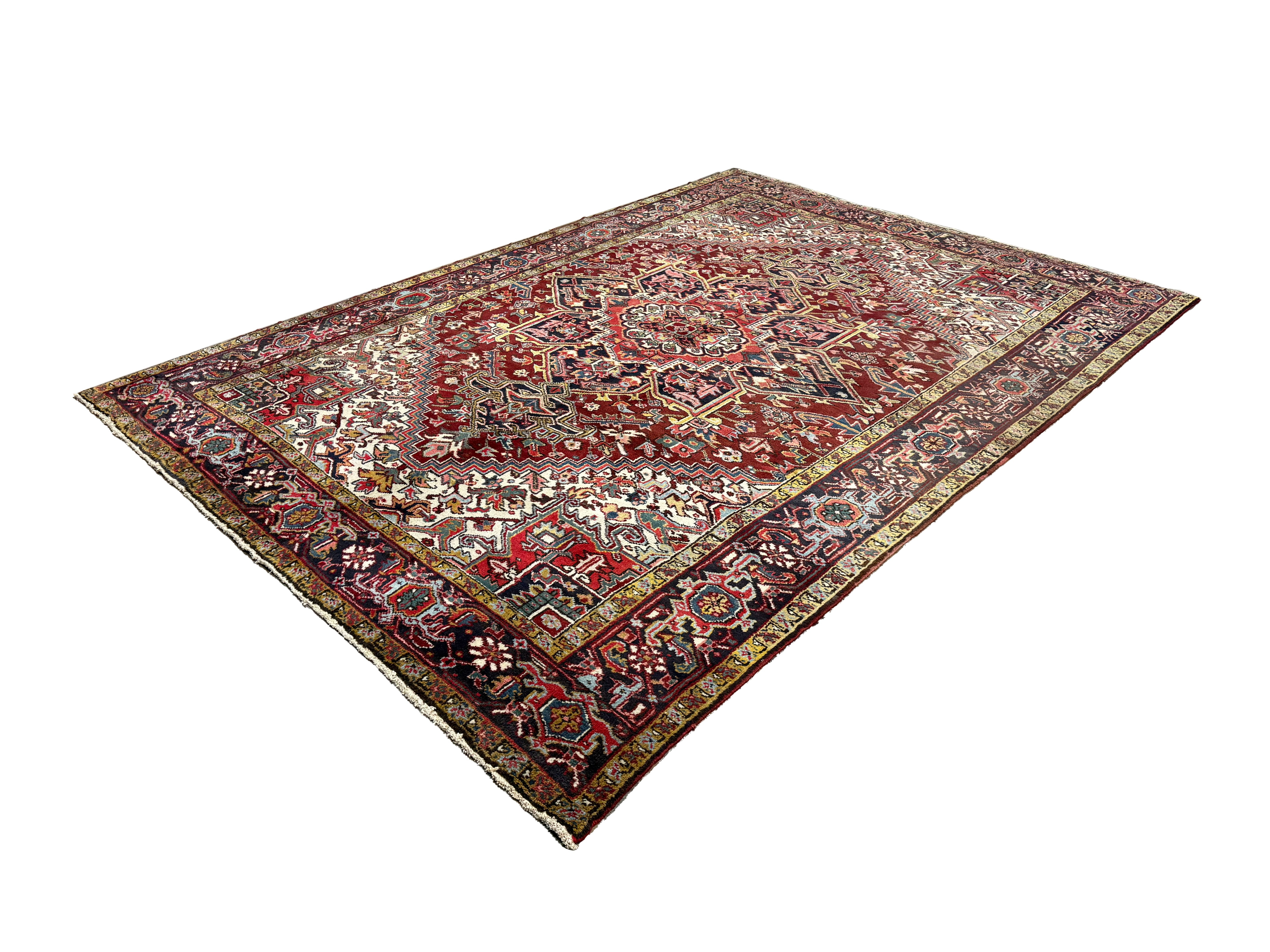 Vintage Bakhshayesh Rug, angled view showing the full field and borders, hand-knotted wool pile. SKU NH 142844.