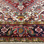 Vintage Bakhshayesh Rug, close-up of the border and fringe, hand-knotted wool pile. SKU NH 142844.