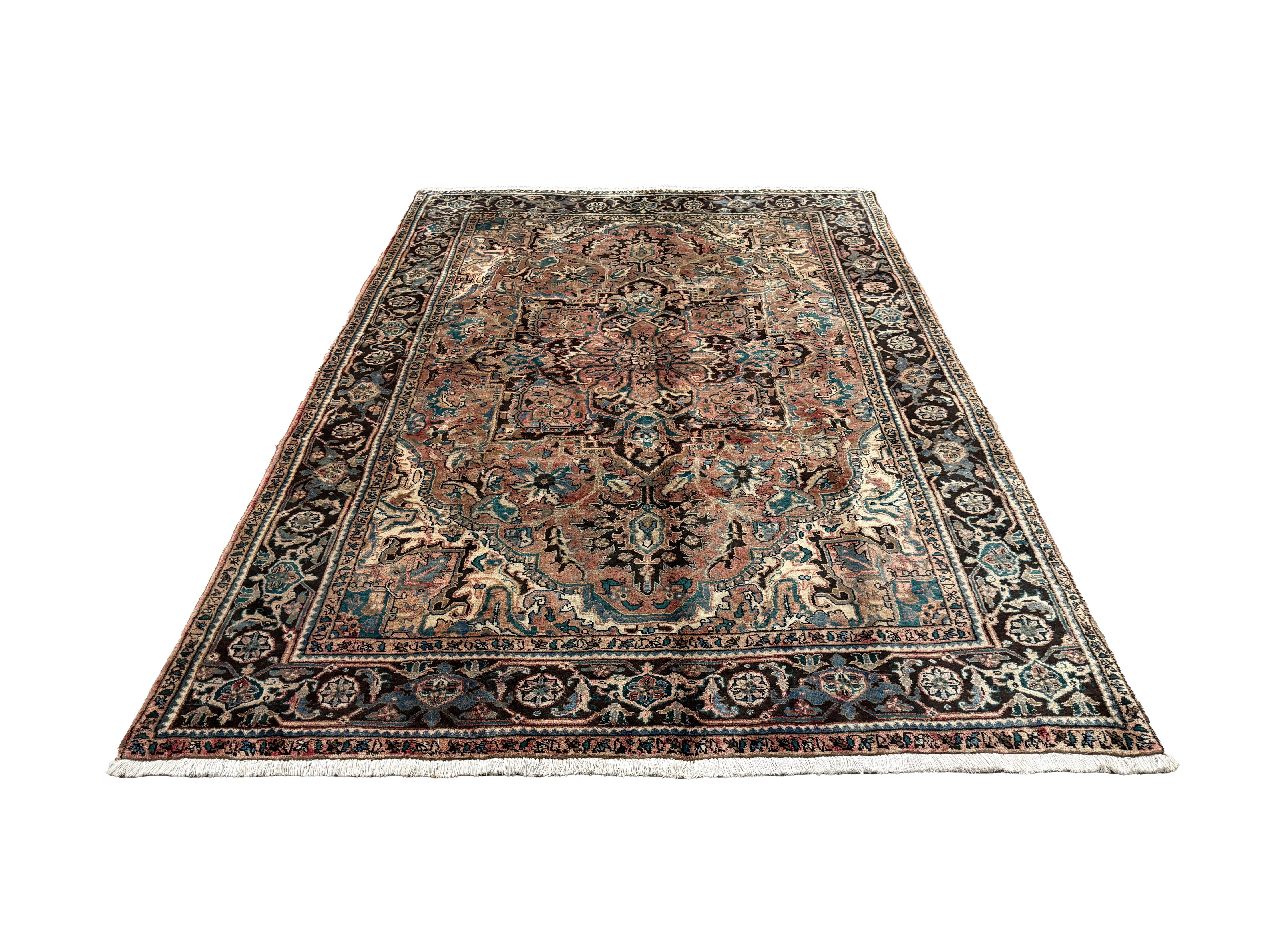 Vintage Sharabian Rug, front perspective view of the complete rug, hand-knotted wool pile. SKU NH144817.