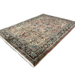 Vintage Sharabian Rug, diagonal perspective view of the complete rug, hand-knotted wool pile. SKU NH144817.