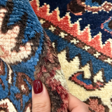 Vintage Hamadan Runner — Elongated Medallion on Dark Blue. Rug pile and texture detail; SKU PP 101392; source IMG_7663.
