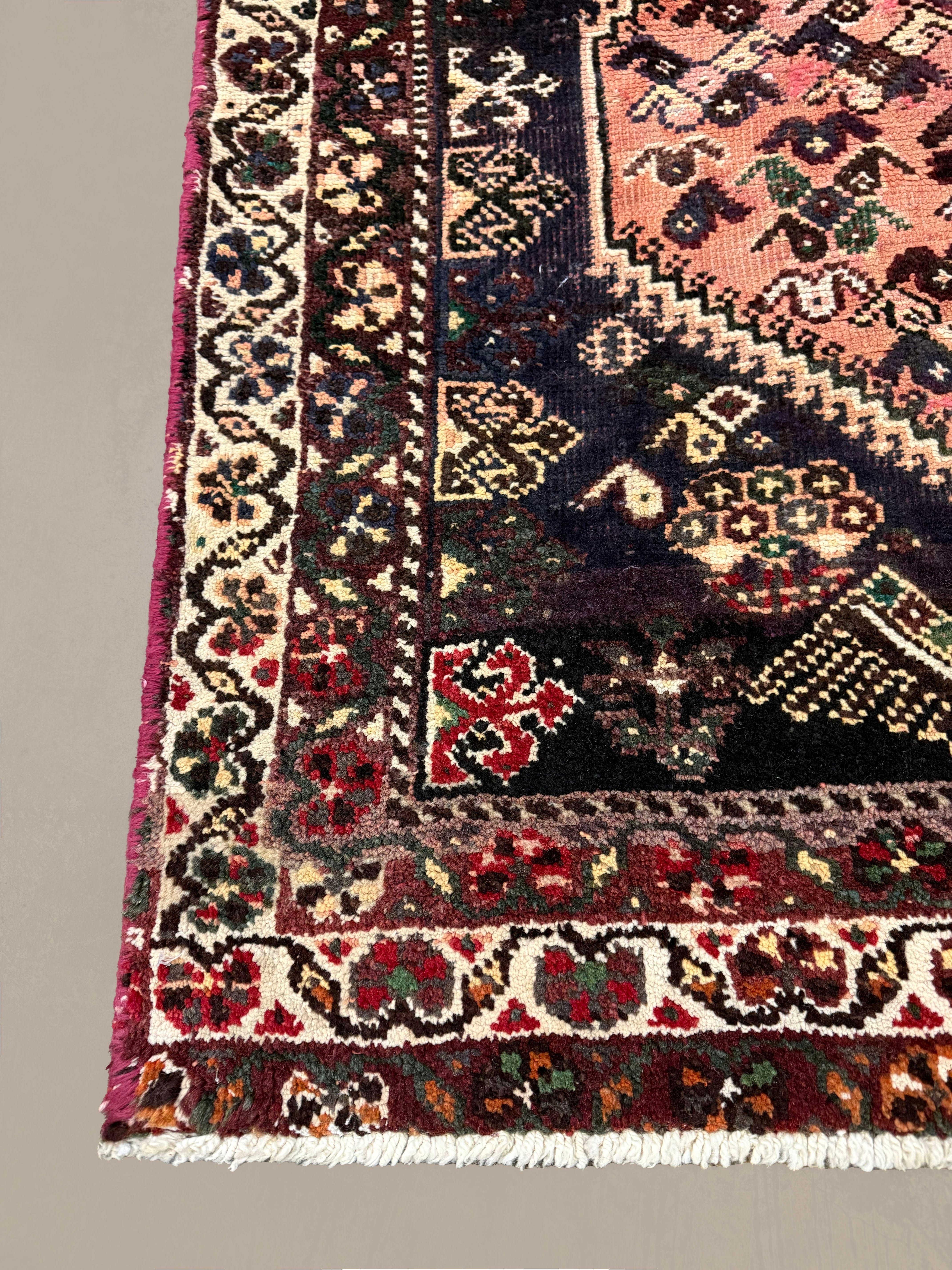 Vintage Shuli Shiraz Wool Rug. Edited documentary rug photograph; SKU PP 108924; source IMG_7341.