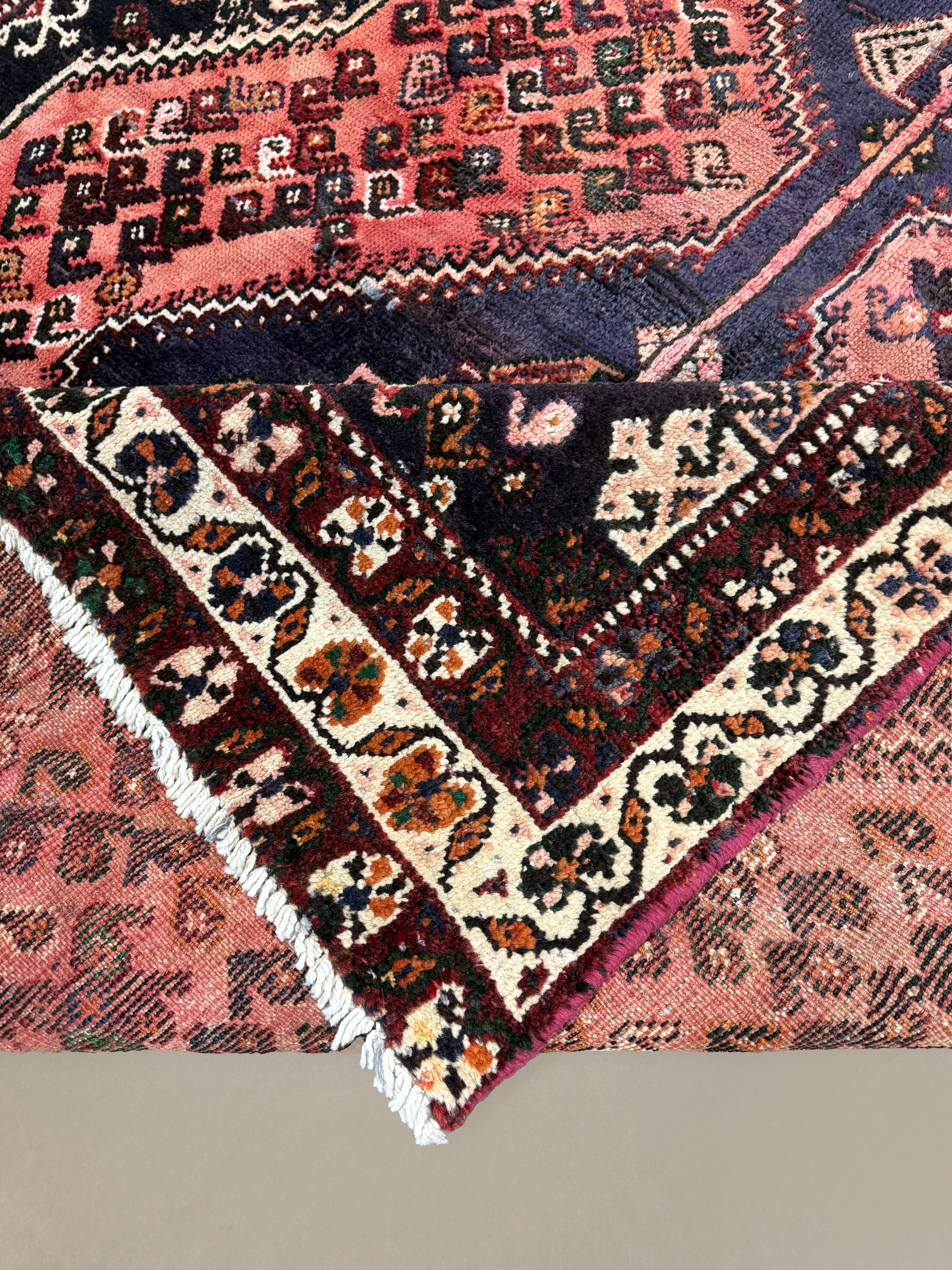 Vintage Shuli Shiraz Wool Rug. Edited documentary rug photograph; SKU PP 108924; source IMG_7353.