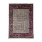 Vintage Arak Boteh Mir Rug, top view on white background, hand-knotted wool pile. SKU PP 100232.