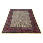 Vintage Arak Boteh Mir Rug, front perspective view of the complete rug, hand-knotted wool pile. SKU PP 100232.