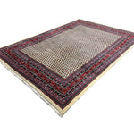 Vintage Arak Boteh Mir Rug, angled view showing the full field and borders, hand-knotted wool pile. SKU PP 100232.