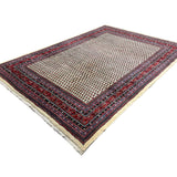 Vintage Arak Boteh Mir Rug, angled view showing the full field and borders, hand-knotted wool pile. SKU PP 100232.