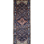 Vintage Hamadan Runner, top view on white background, hand-knotted wool pile. SKU PP 101392.
